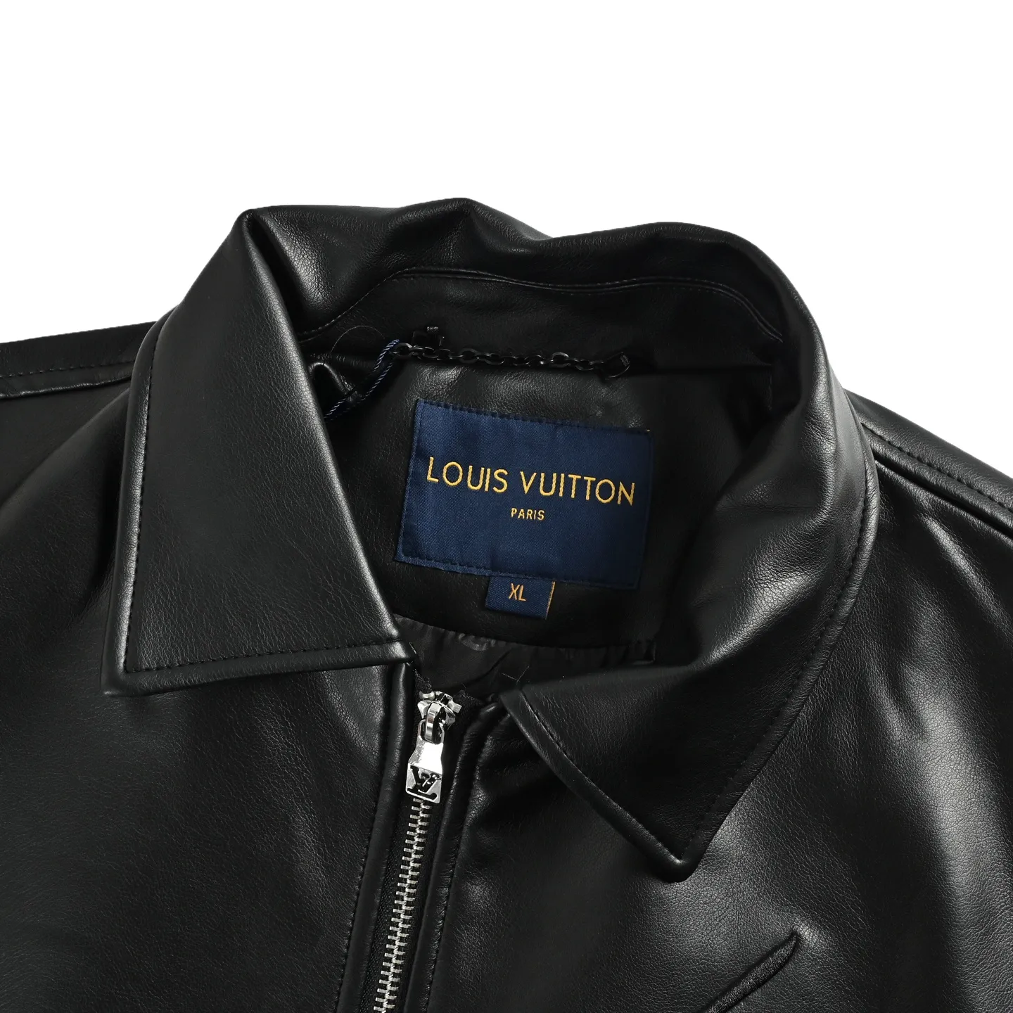 Louis Vuitton Louis Vuitton three-flower embroidered logo lapel leather jacket